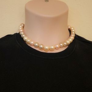 15 mm. Pearl Necklace with Crystal Screw Closure